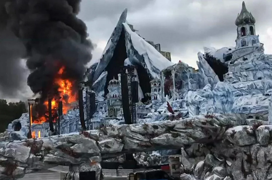 Fire engulfing Tomorrowland's mainstage in Boom, Belgium, two days before the 2025 festival was due to open